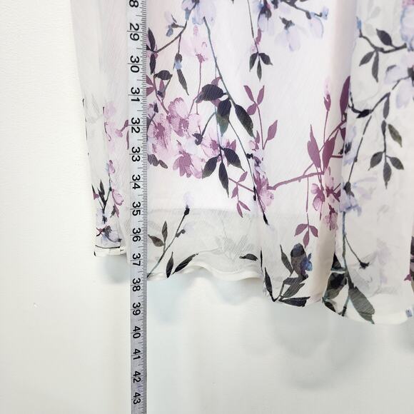 Roz & Ali Lavender Floral Maxi Skirt Size XL Crepe Chiffon Lined Flowy Cottage - Picture 9 of 11